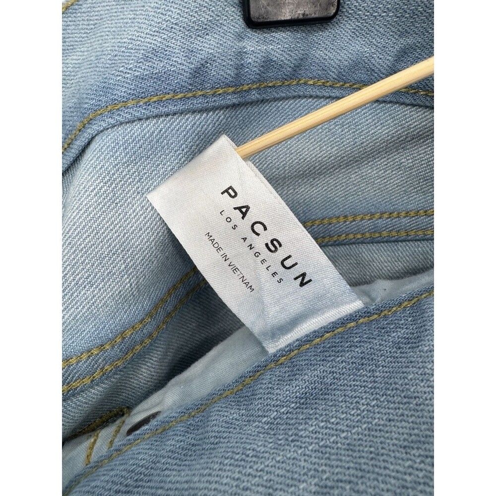 PacSun Slim Taper Jeans Mens 36x32 Light Wash Distressed Denim Casual - Picture 4 of 7